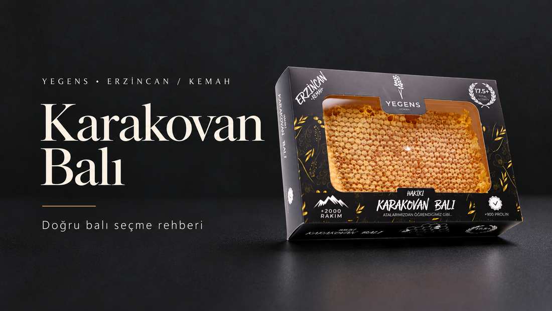 Yegens karakovan balı ambalajı ve doğru balı seçme rehberi başlığı.
